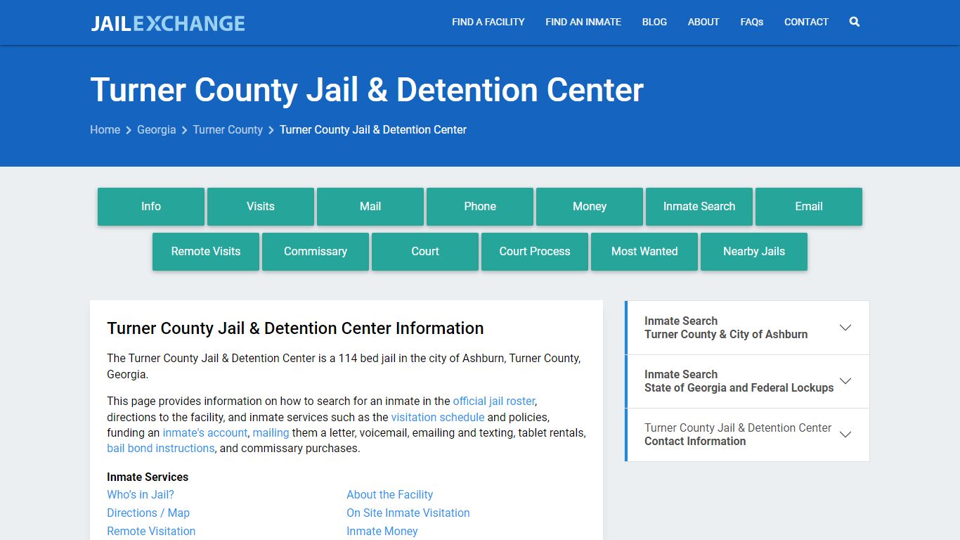 Turner County Jail & Detention Center, GA Inmate Search, Information